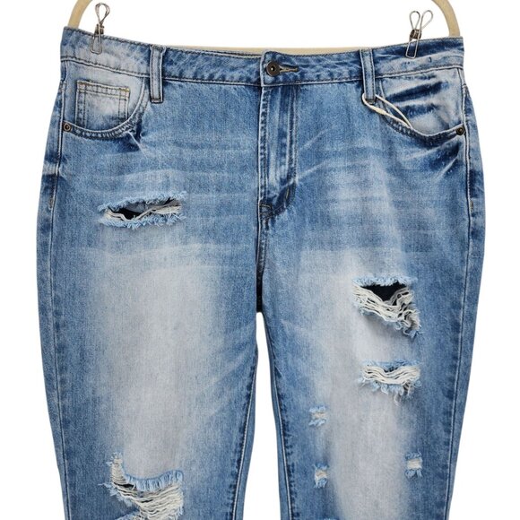 NEW Flamingals Womens XL Jeans Boyfriend Straight Leg Rip Distressed High Rise - Picture 2 of 9